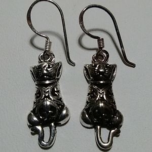 Sterling Cat Earrings